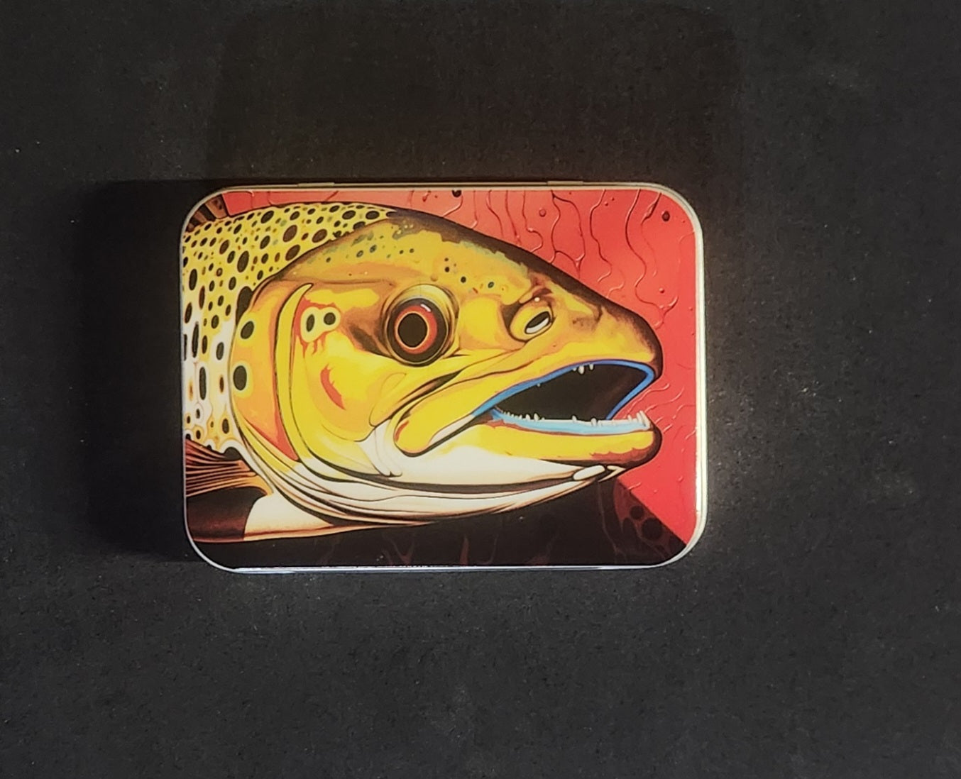 Tin Fly Box With Trout Pattern